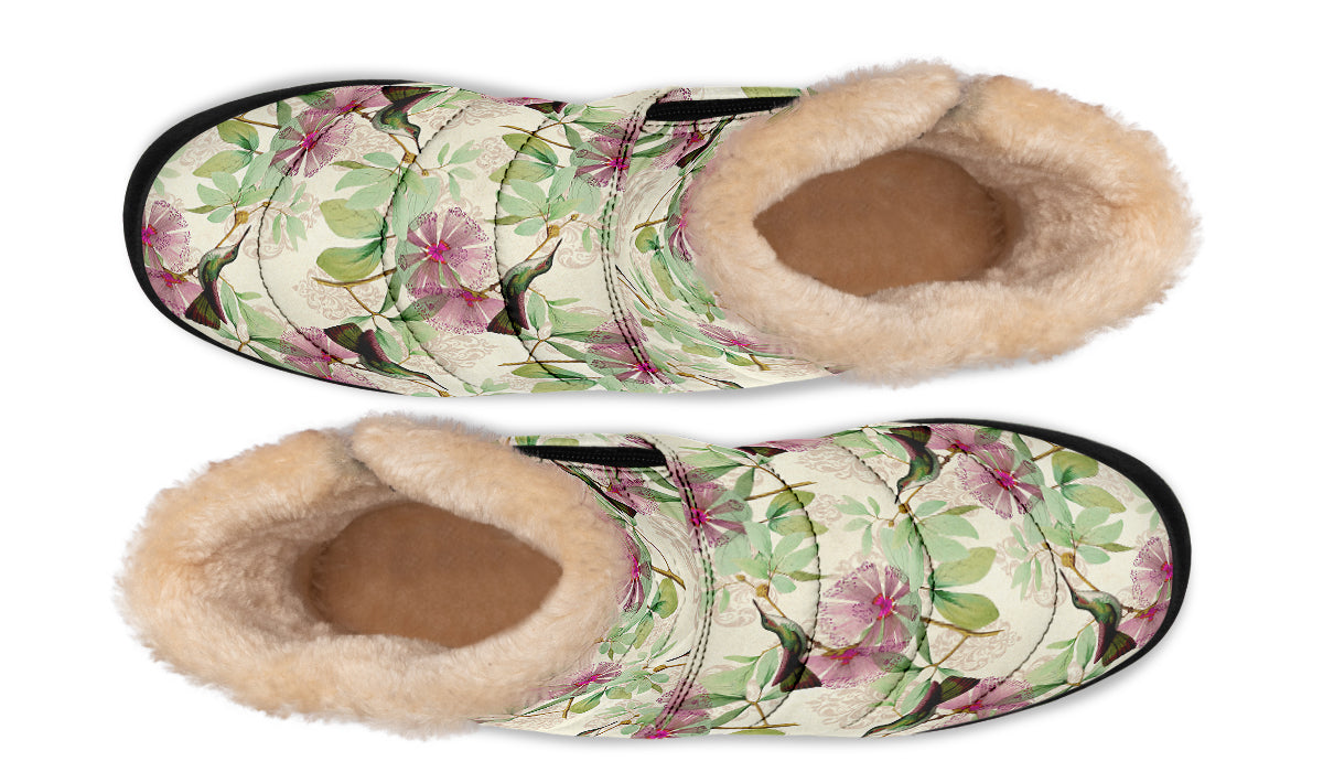 Hummingbirds Faux Fur Ankle Boots