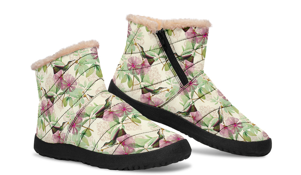 Hummingbirds Faux Fur Ankle Boots