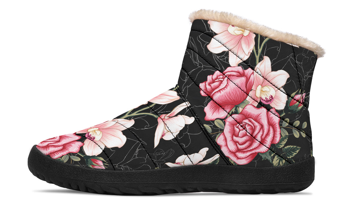 In Bloom Faux Fur Ankle Boots Offbeat Sweetie