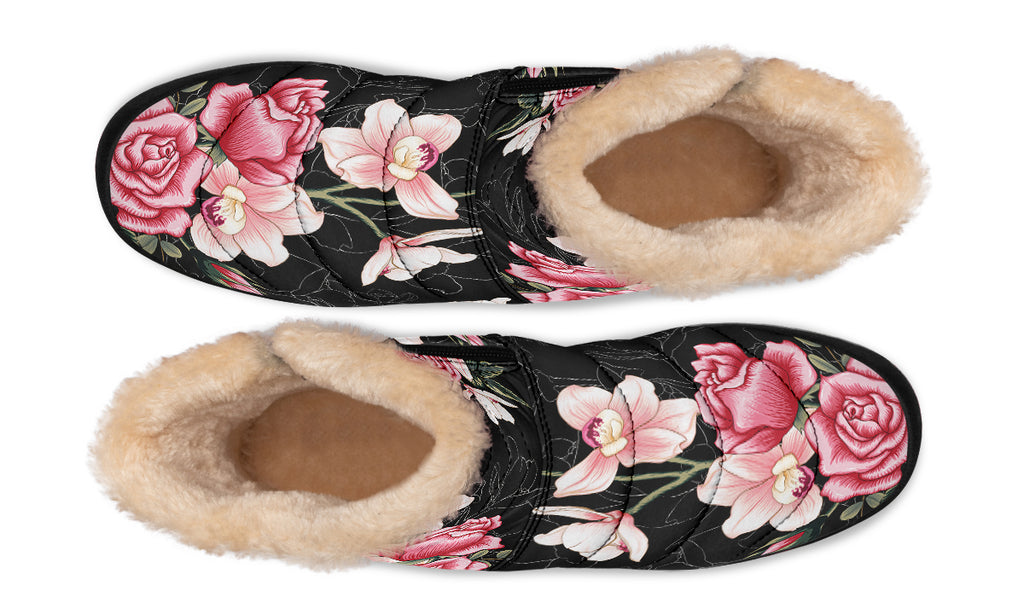 In Bloom Faux Fur Ankle Boots Offbeat Sweetie