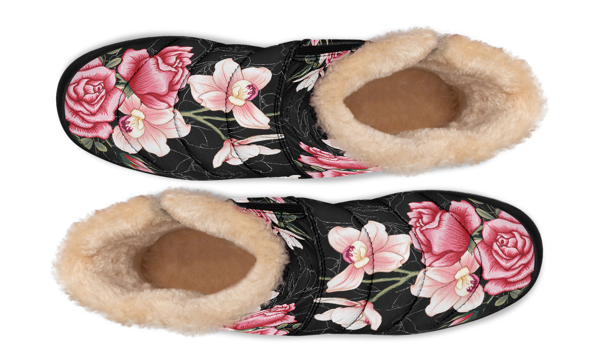 In Bloom Faux Fur Ankle Boots Offbeat Sweetie