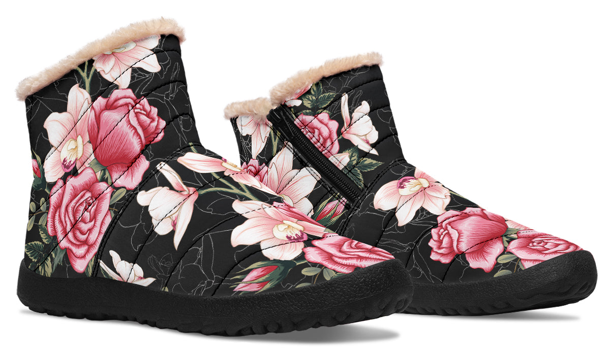 In Bloom Faux Fur Ankle Boots Offbeat Sweetie