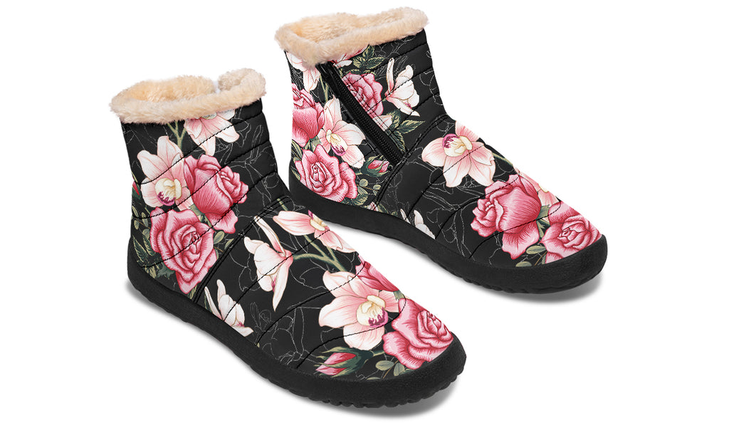 In Bloom Faux Fur Ankle Boots Offbeat Sweetie