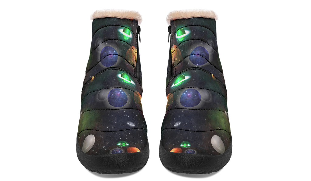 Lost In Space Faux Fur Ankle Boots Offbeat Sweetie