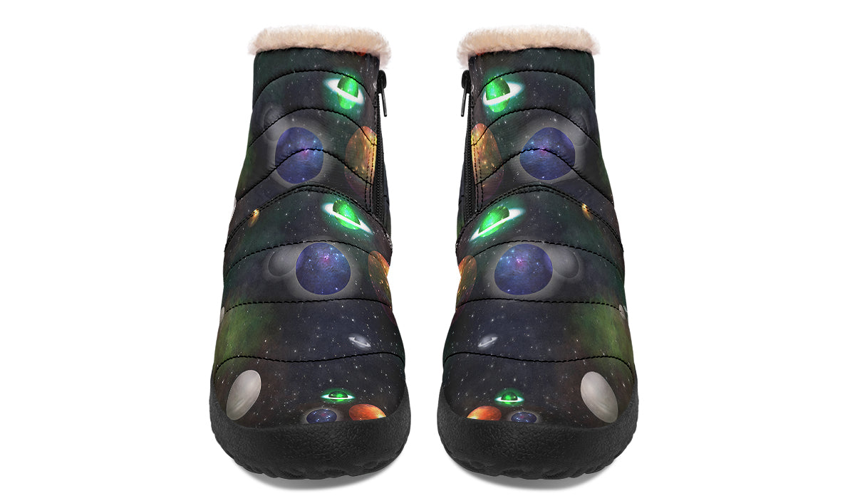 Lost In Space Faux Fur Ankle Boots Offbeat Sweetie