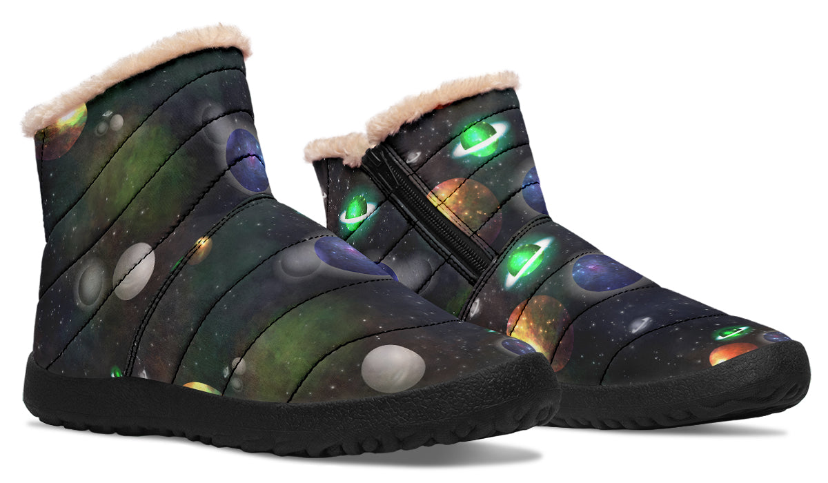 Lost In Space Faux Fur Ankle Boots Offbeat Sweetie