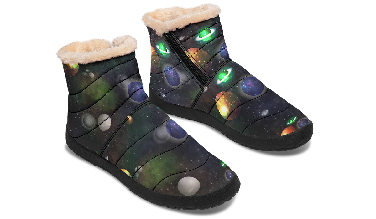 Lost In Space Faux Fur Ankle Boots Offbeat Sweetie