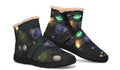 Lost In Space Faux Fur Ankle Boots Black Sole Offbeat Sweetie
