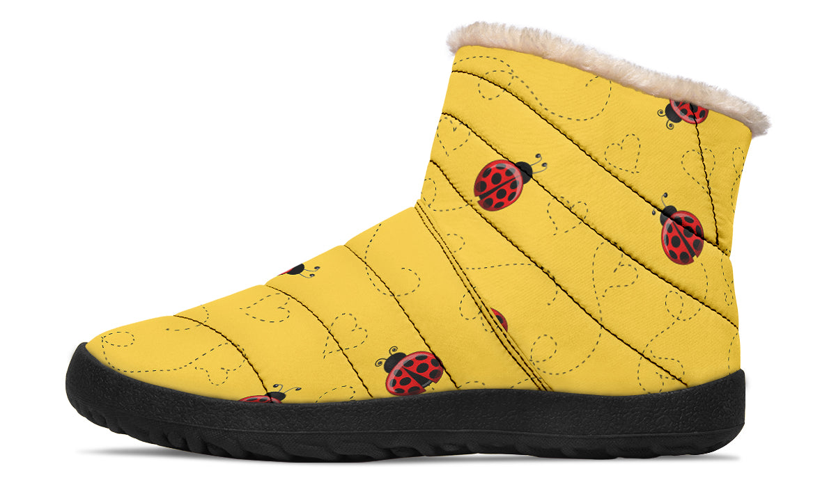 Lovely Ladybugs Faux Fur Ankle Boots