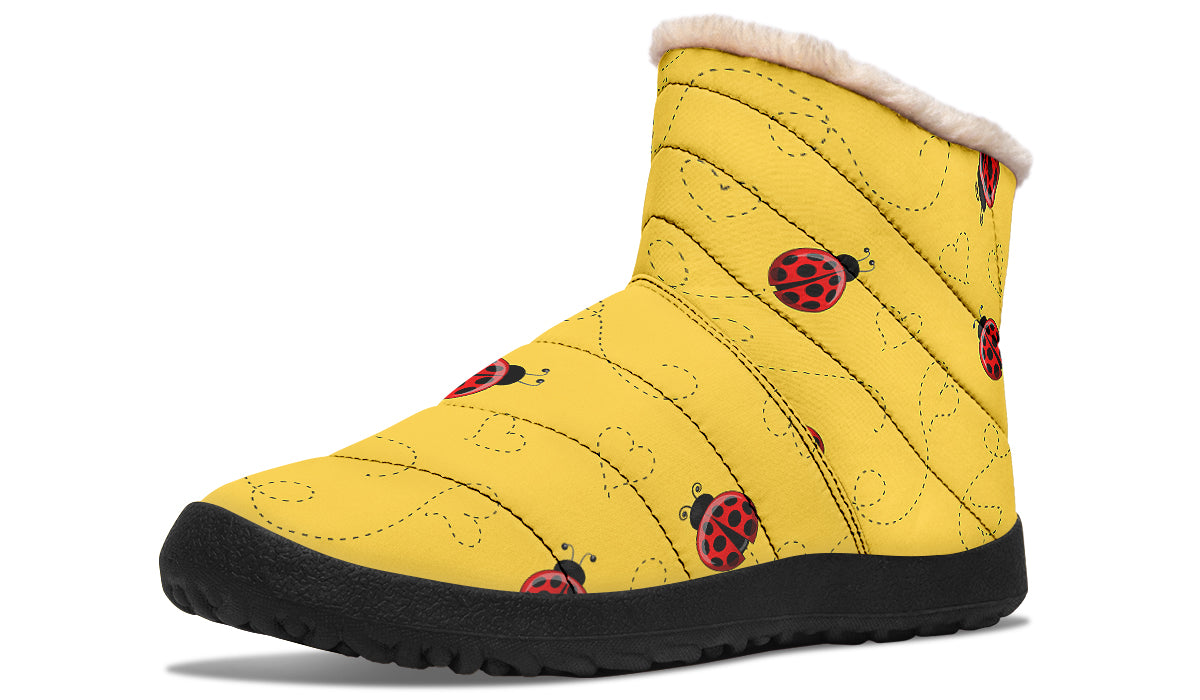 Lovely Ladybugs Faux Fur Ankle Boots