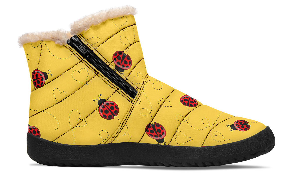 Lovely Ladybugs Faux Fur Ankle Boots