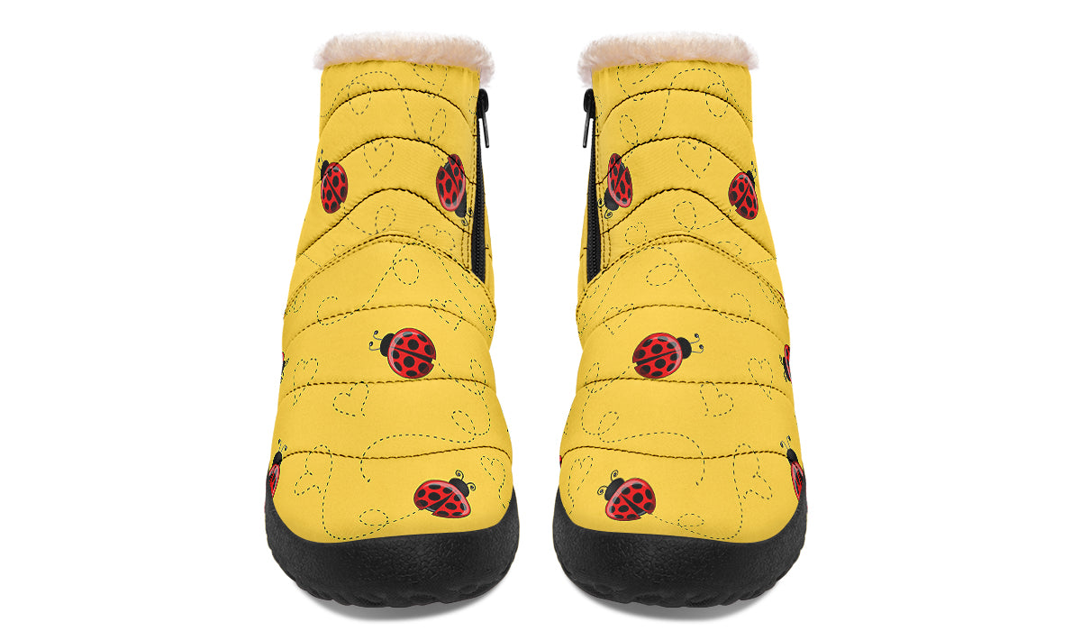 Lovely Ladybugs Faux Fur Ankle Boots