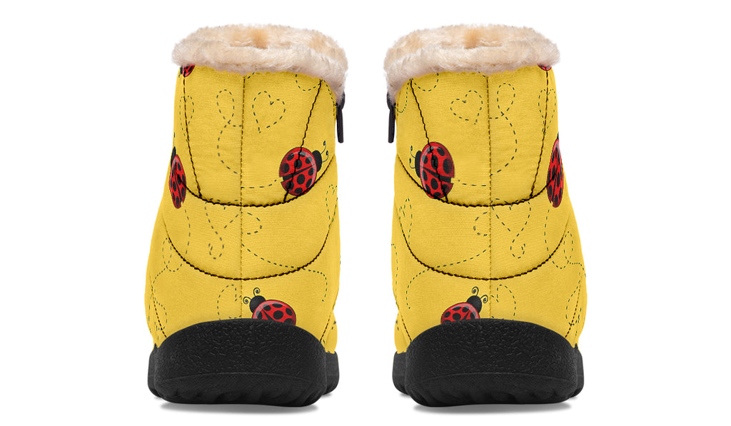 Lovely Ladybugs Faux Fur Ankle Boots