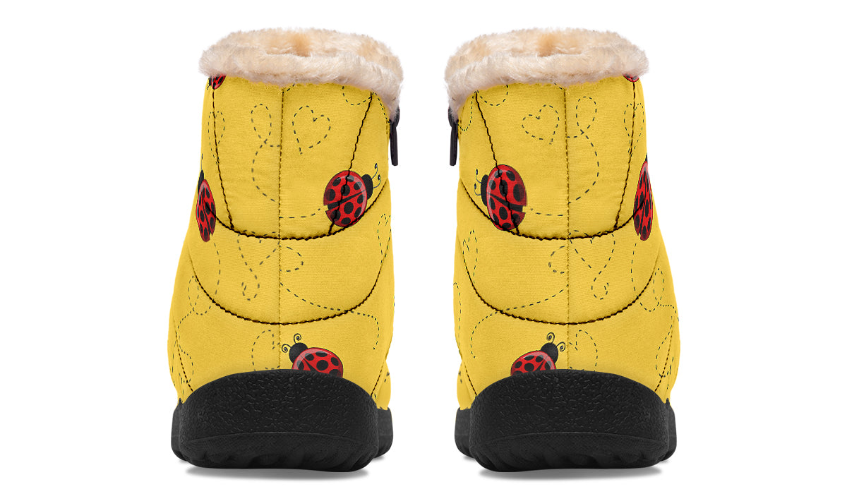 Lovely Ladybugs Faux Fur Ankle Boots