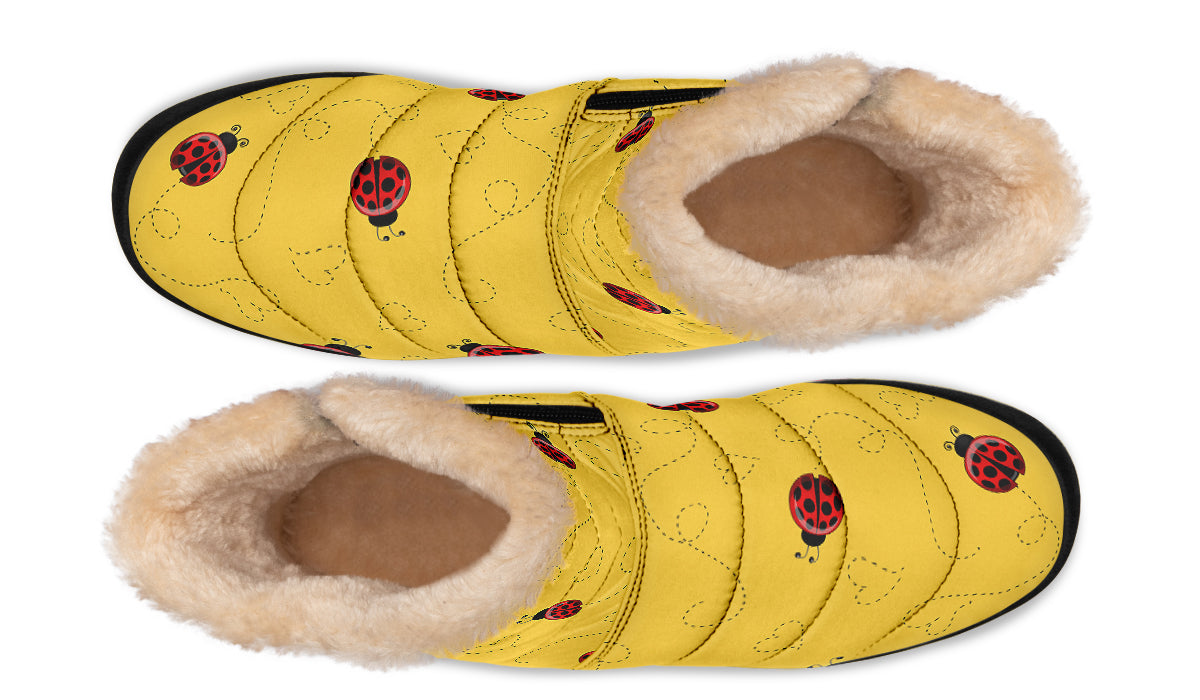 Lovely Ladybugs Faux Fur Ankle Boots