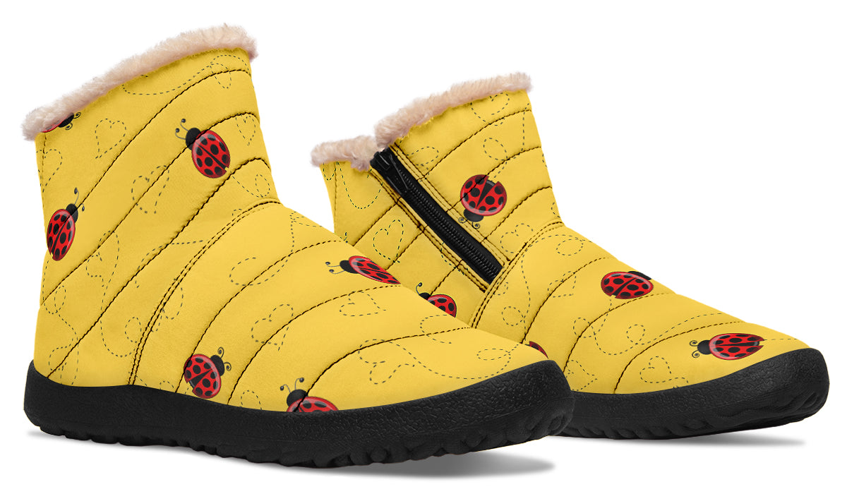 Lovely Ladybugs Faux Fur Ankle Boots