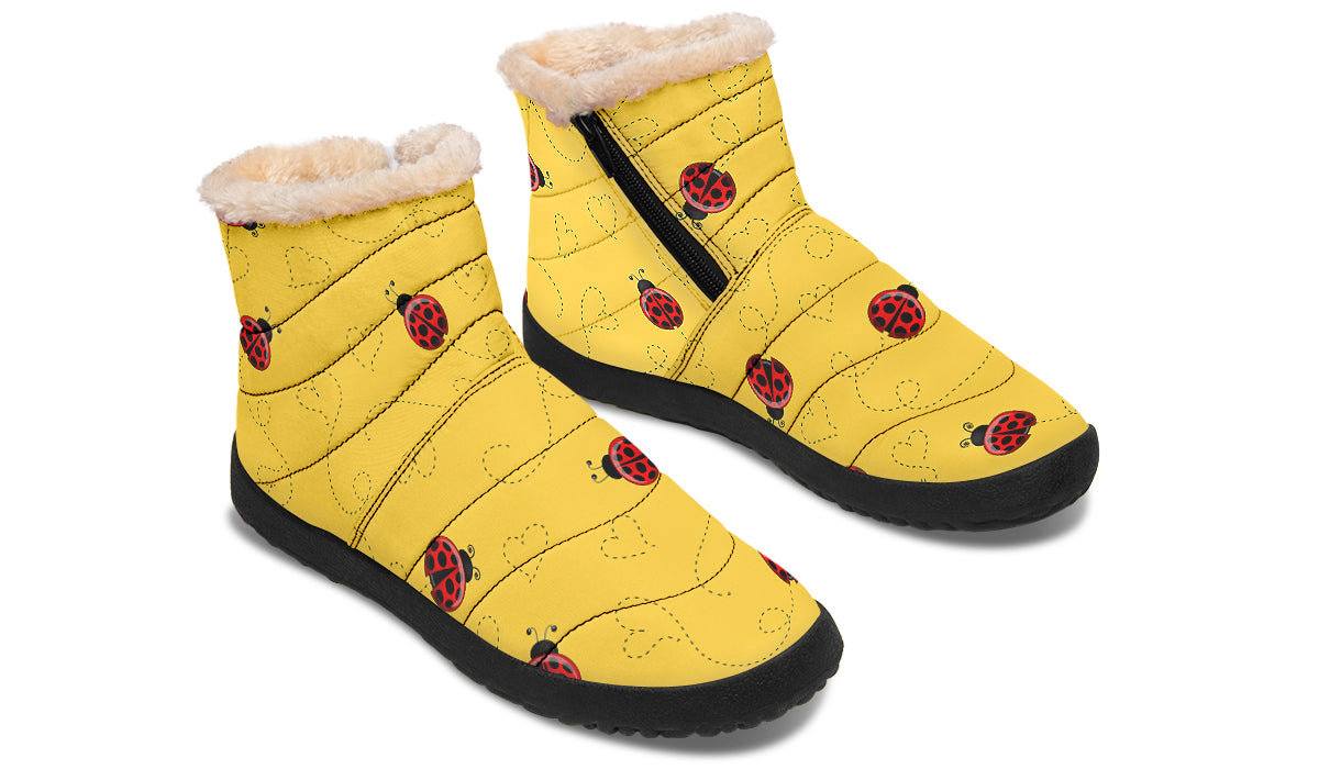 Lovely Ladybugs Faux Fur Ankle Boots