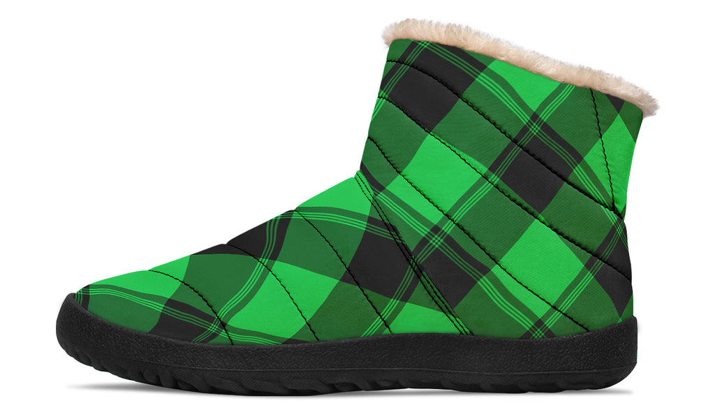 Lucky Green Plaid Faux Fur Ankle Boots