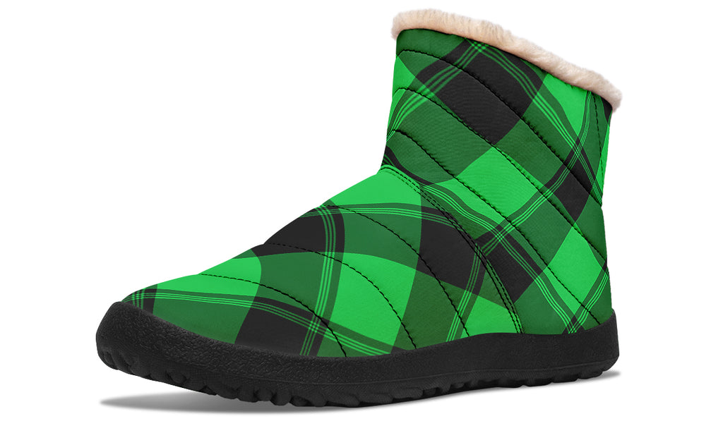 Lucky Green Plaid Faux Fur Ankle Boots