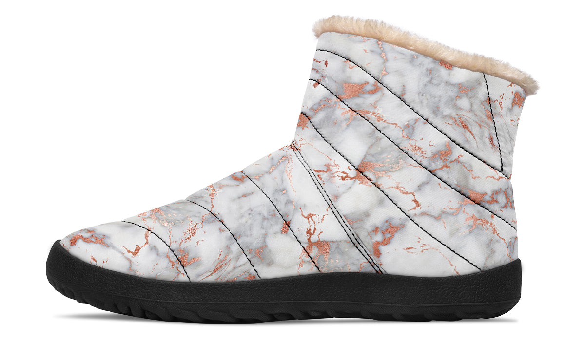 Marble Blush Faux Fur Ankle Boots