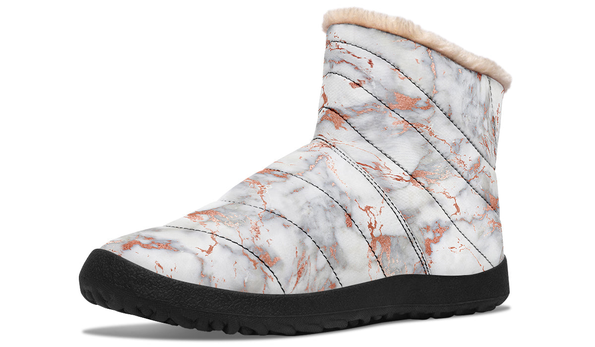 Marble Blush Faux Fur Ankle Boots