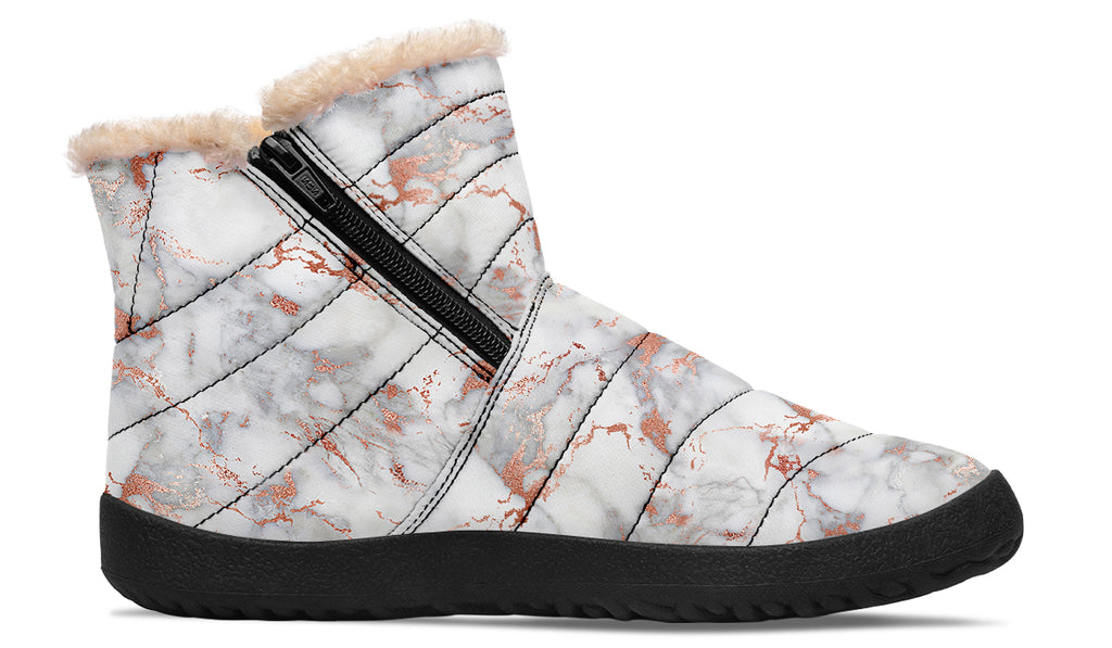 Marble Blush Faux Fur Ankle Boots