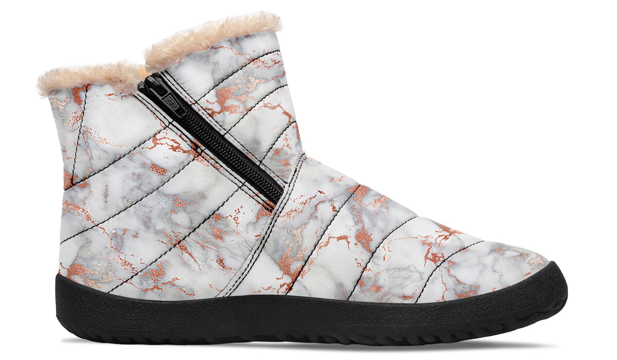 Marble Blush Faux Fur Ankle Boots