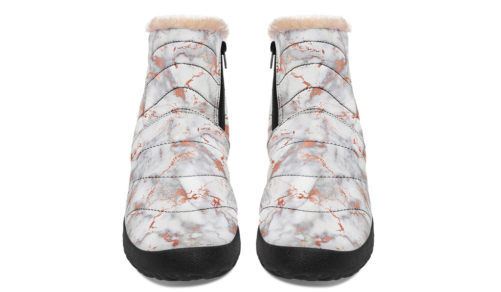 Marble Blush Faux Fur Ankle Boots