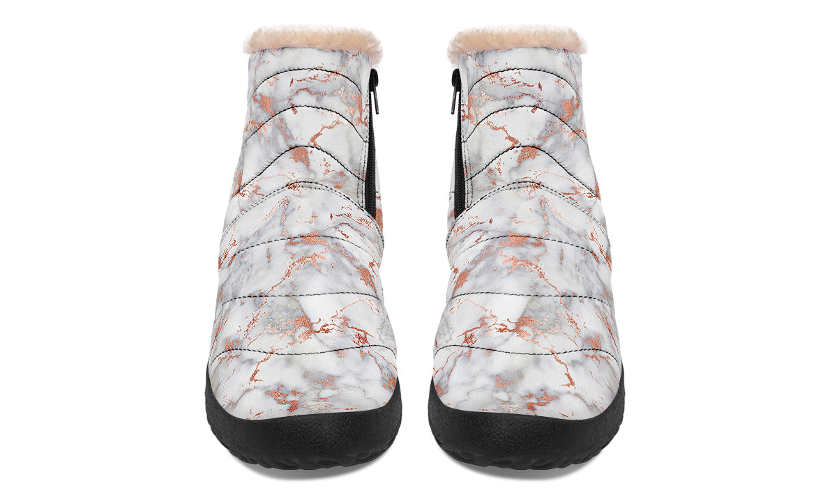Marble Blush Faux Fur Ankle Boots