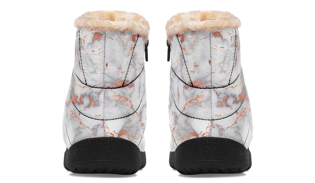 Marble Blush Faux Fur Ankle Boots