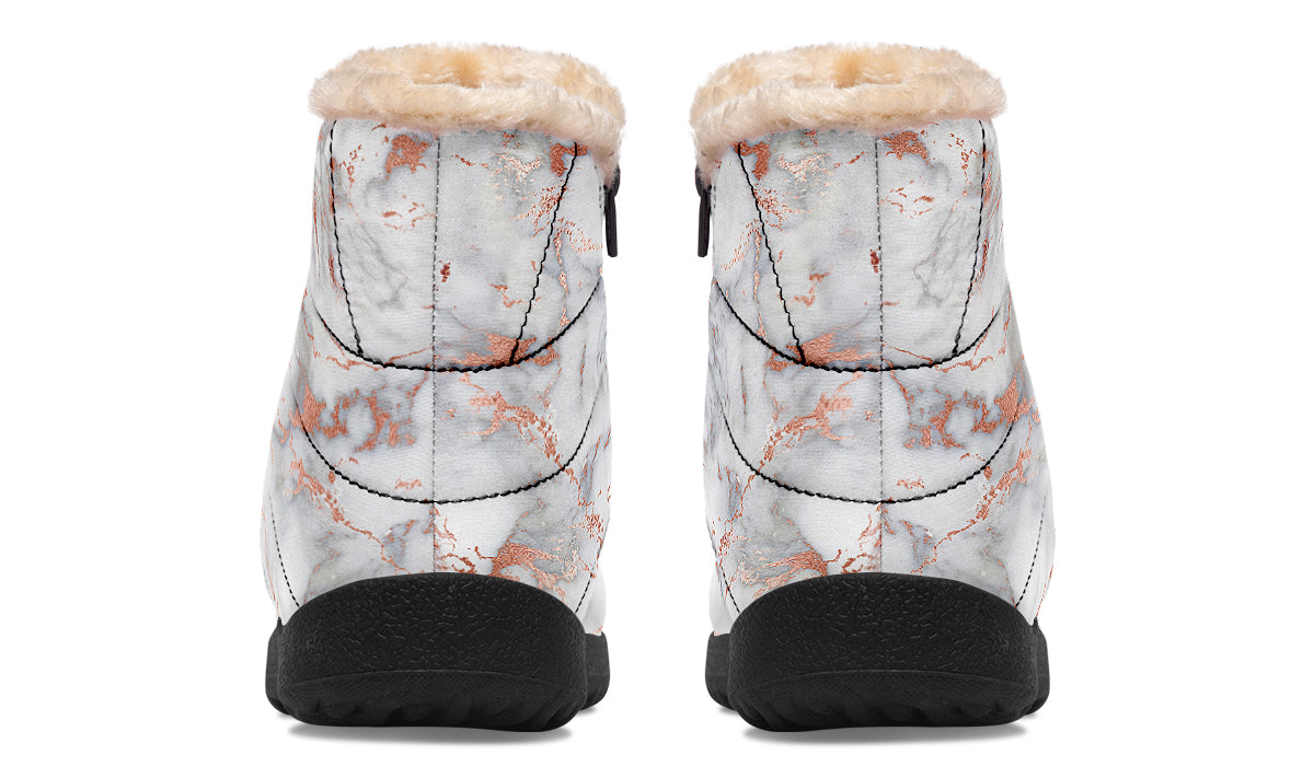 Marble Blush Faux Fur Ankle Boots