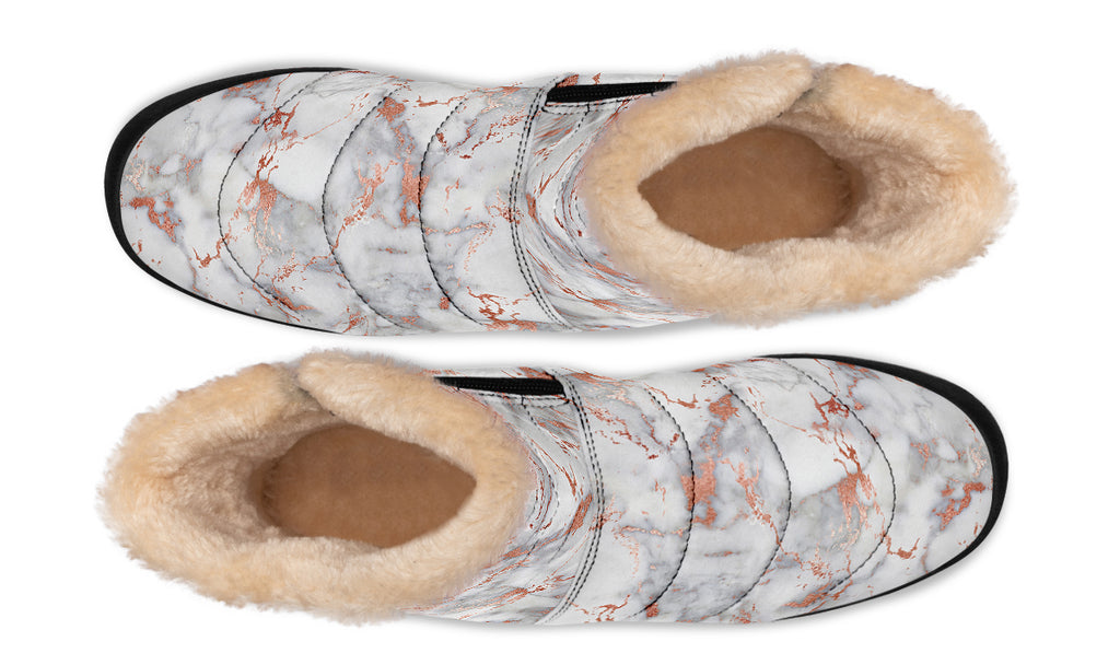 Marble Blush Faux Fur Ankle Boots