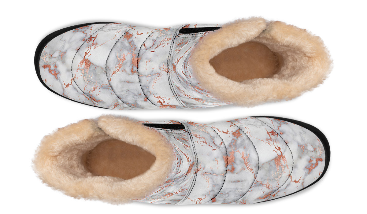 Marble Blush Faux Fur Ankle Boots
