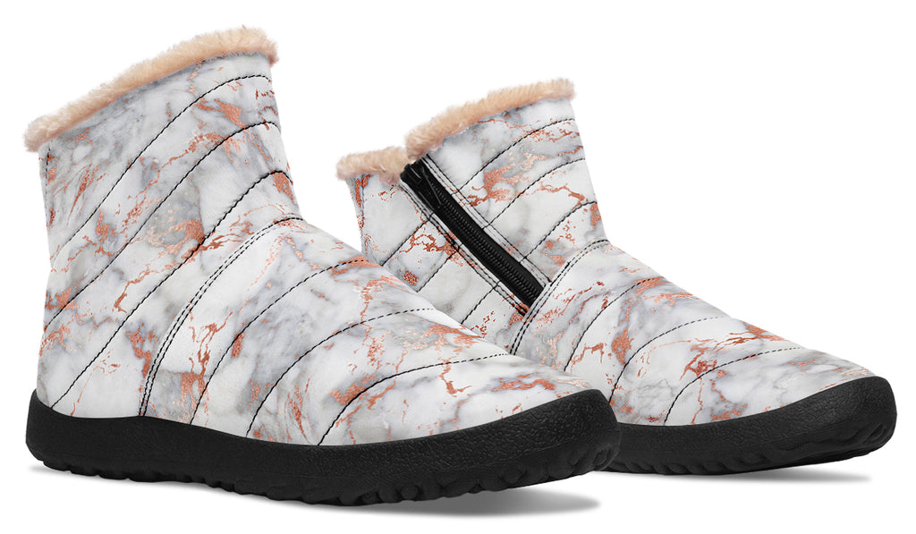 Marble Blush Faux Fur Ankle Boots