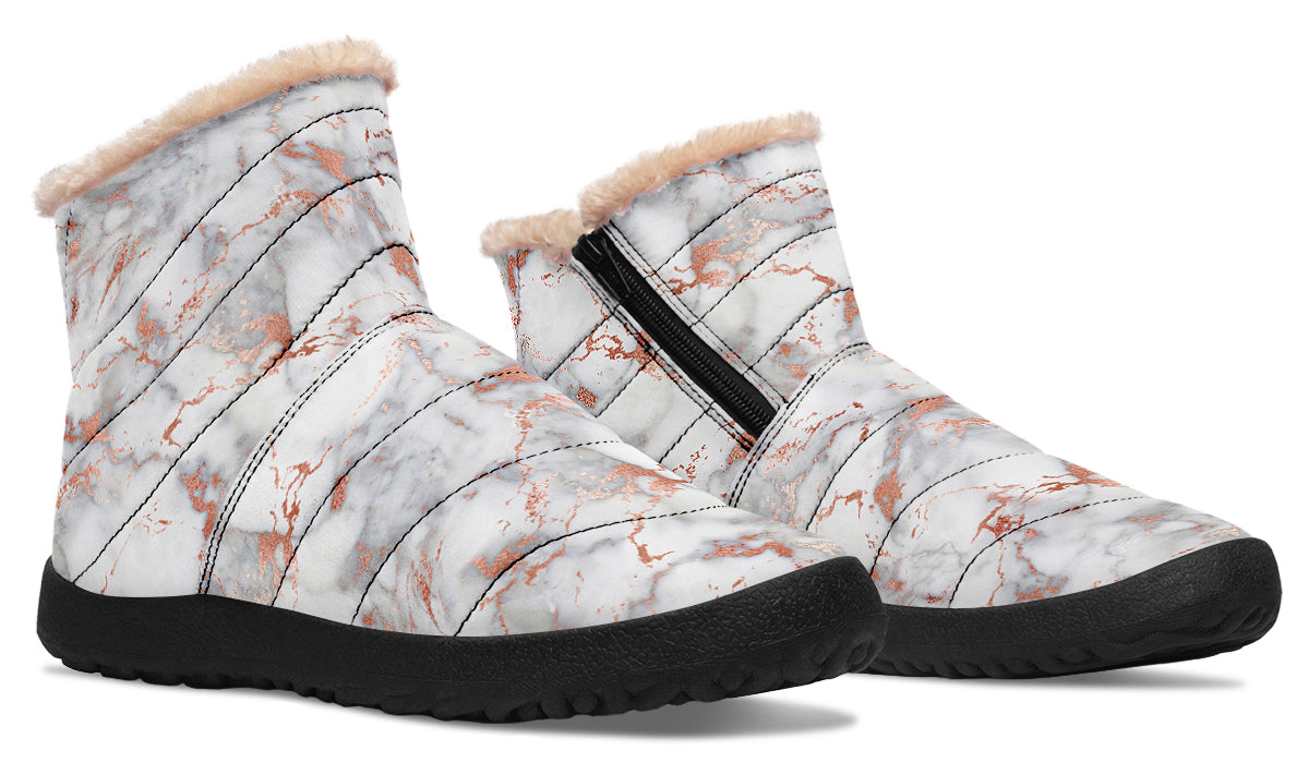 Marble Blush Faux Fur Ankle Boots