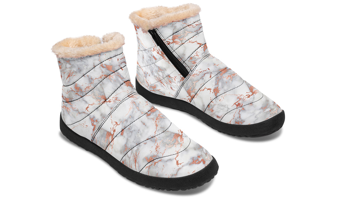 Marble Blush Faux Fur Ankle Boots
