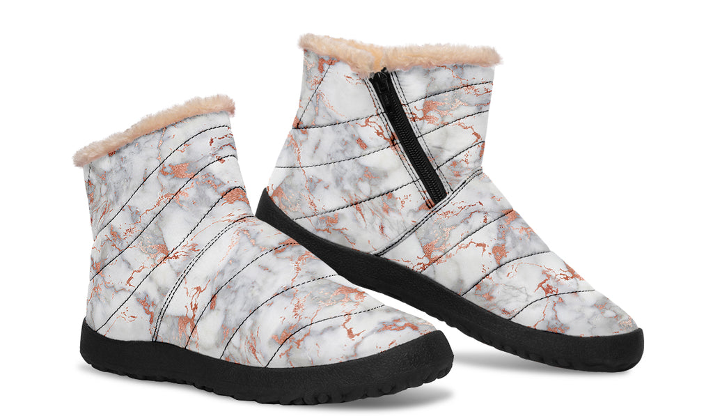 Marble Blush Faux Fur Ankle Boots