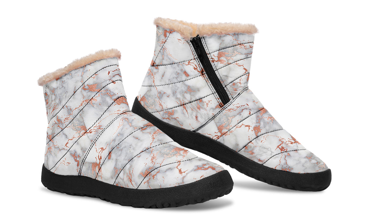 Marble Blush Faux Fur Ankle Boots