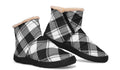 Black And White Plaid Faux Fur Ankle Boots