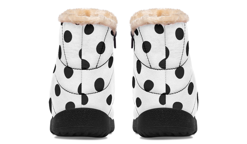 Marshmallow White Polka Dot Faux Fur Ankle Boots
