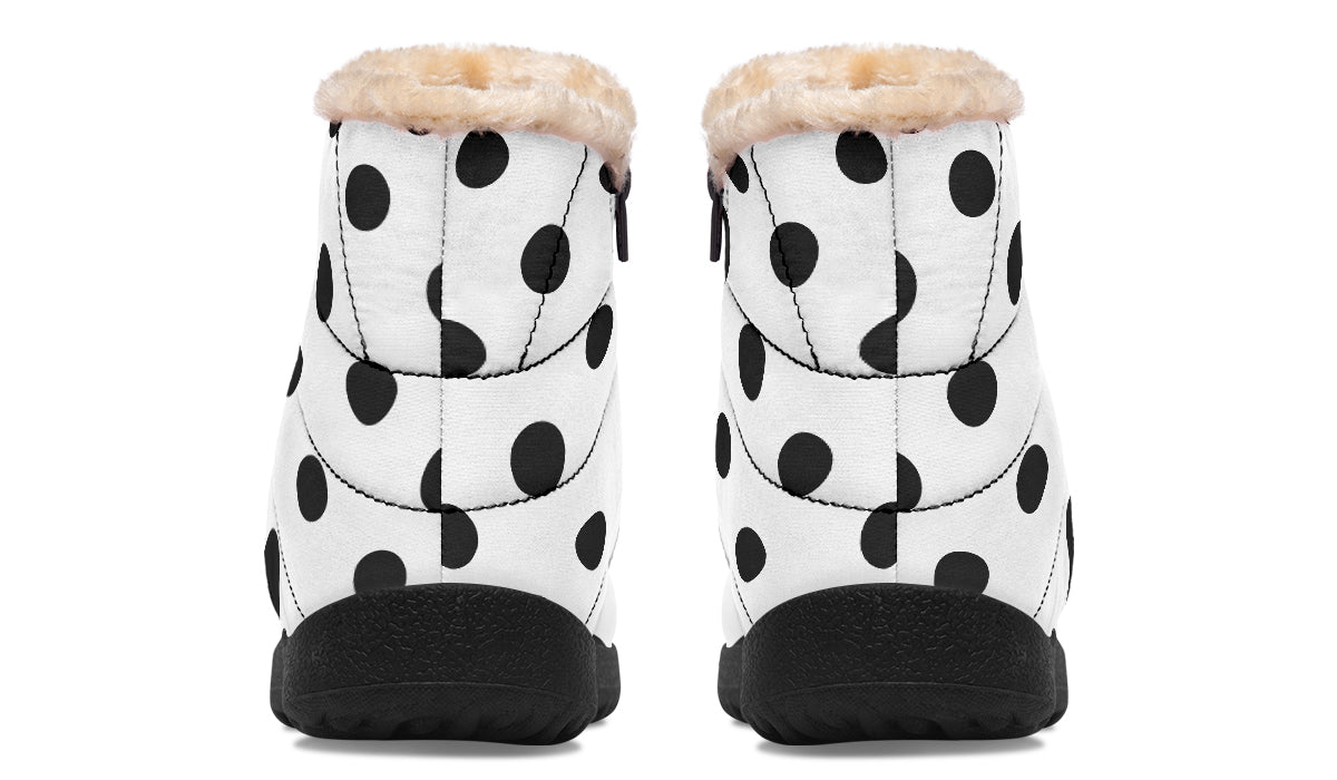 Marshmallow White Polka Dot Faux Fur Ankle Boots