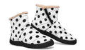 Marshmallow White Polka Dot Faux Fur Ankle Boots