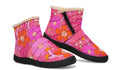 Molly's Pink Retro Daisies Faux Fur Ankle Boots