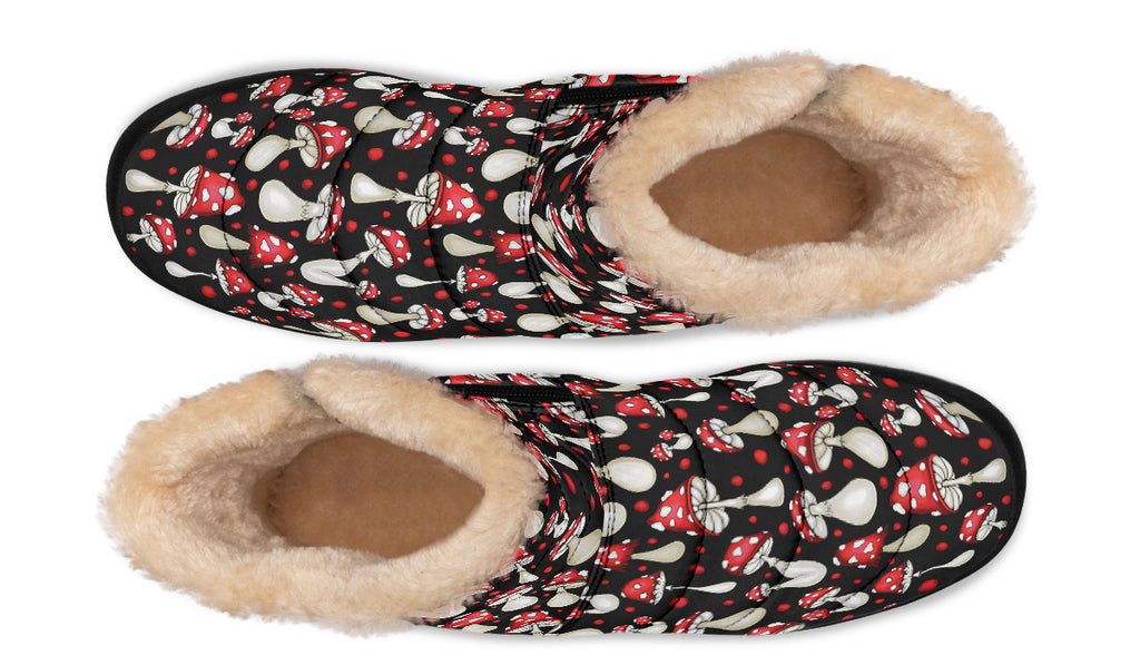 Mushrooms Faux Fur Ankle Boots