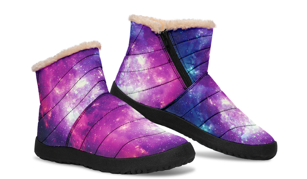 Nebula Faux Fur Ankle Boots Black Sole Offbeat Sweetie