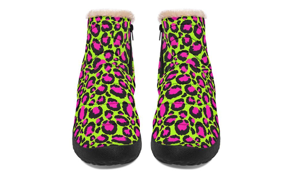 Neon Leopard Faux Fur Ankle Boots