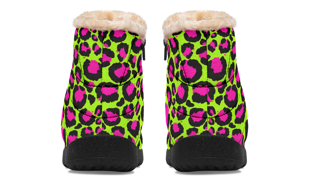 Neon Leopard Faux Fur Ankle Boots