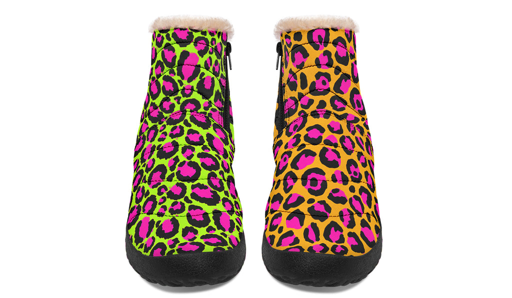 Neon Leopard x Neon Safari Mismatch Faux Fur Ankle Boots