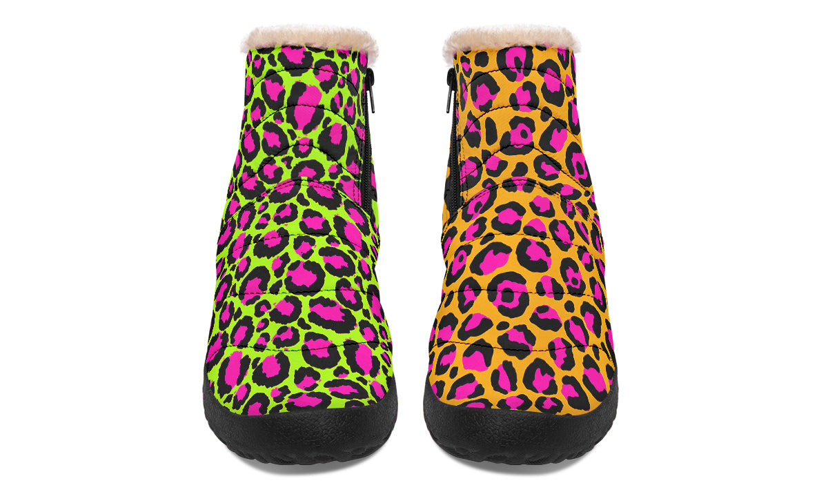 Neon Leopard x Neon Safari Mismatch Faux Fur Ankle Boots