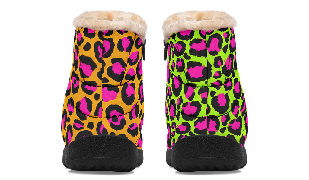 Neon Leopard x Neon Safari Mismatch Faux Fur Ankle Boots